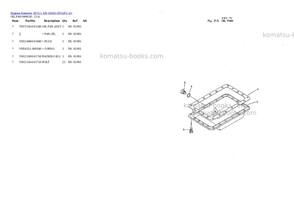 Komatsu 3D72-1 S/N 01001-UP Parts catalog cover Page 8