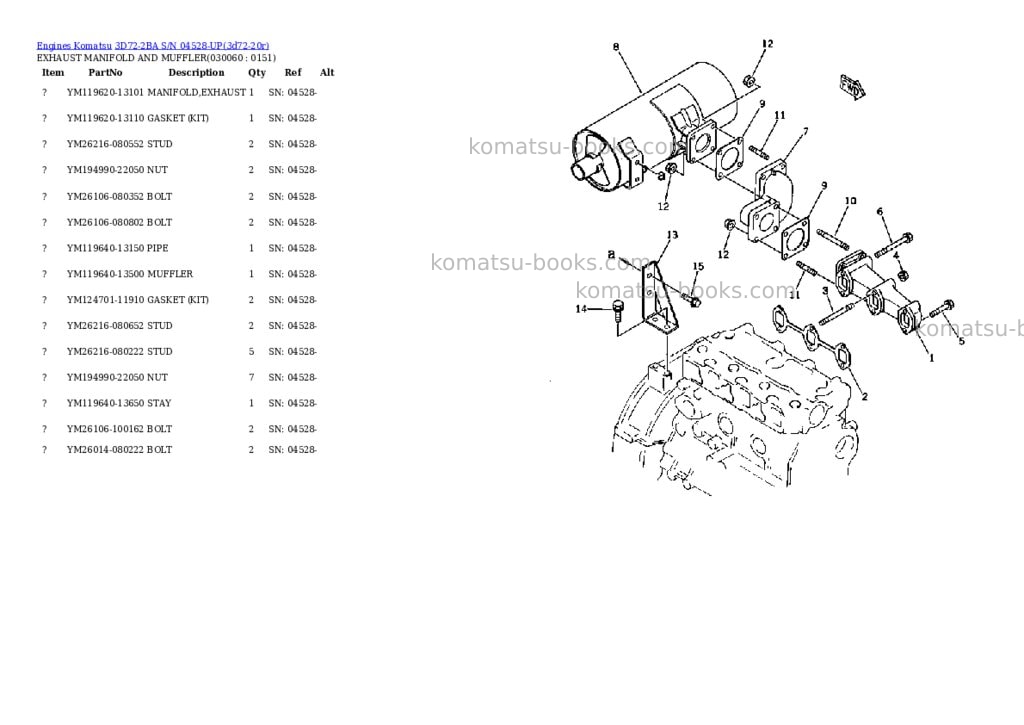 Komatsu 3d72-2ba s/n 04528-up Parts catalog cover Page 5