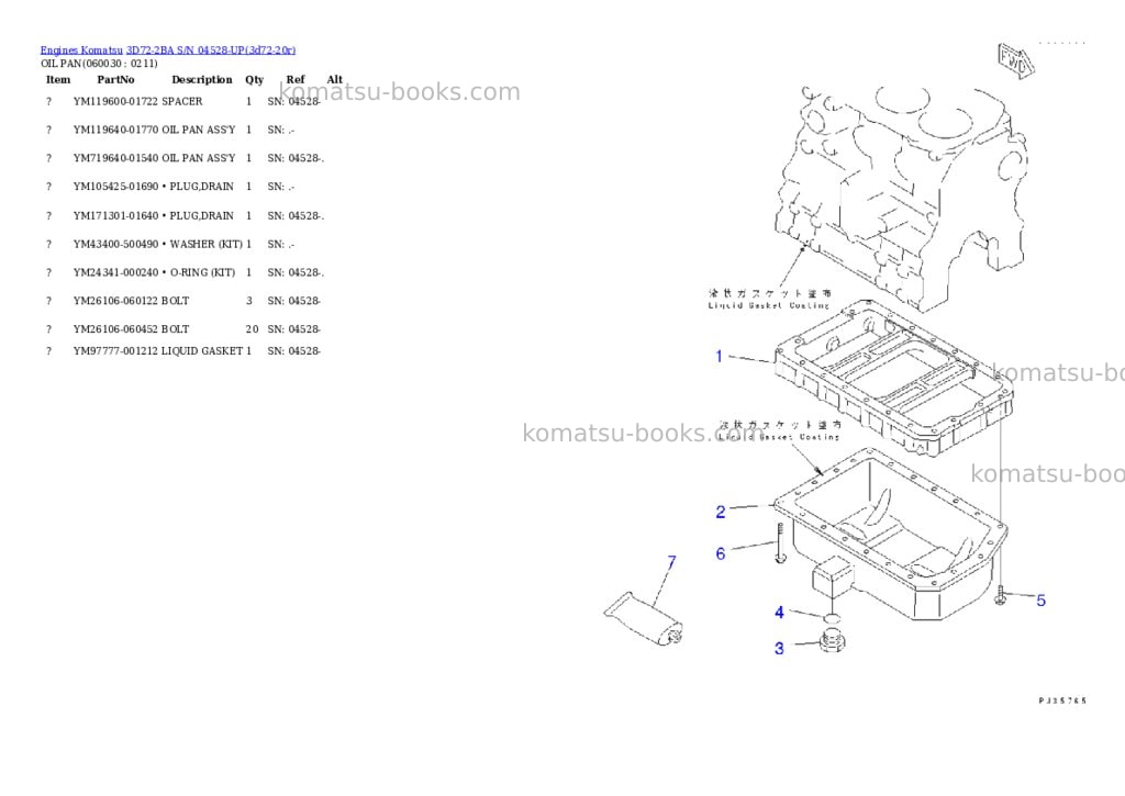 Komatsu 3d72-2ba s/n 04528-up Parts catalog cover Page 8