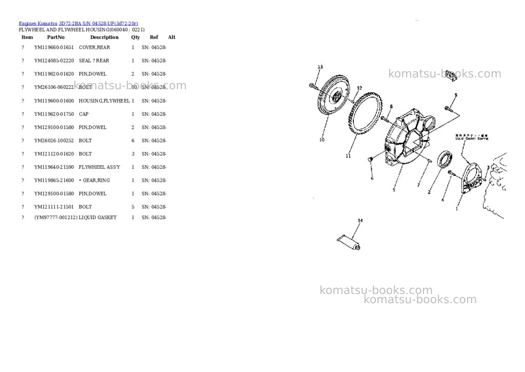 Komatsu 3d72-2ba s/n 04528-up Parts catalog cover Page 9