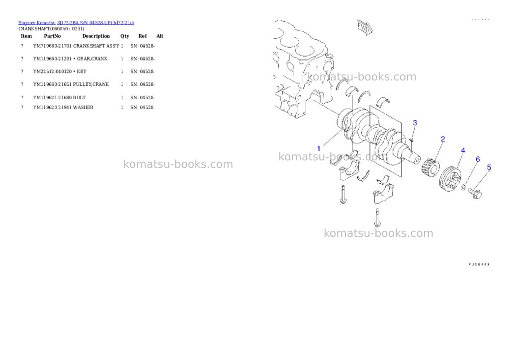 Komatsu 3D72-2BA S/N 04528-UP Parts catalog cover Page 10