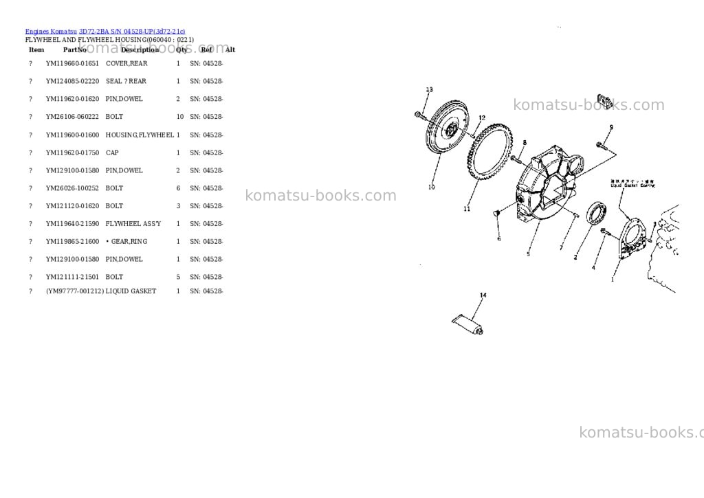 Komatsu 3D72-2BA S/N 04528-UP Parts catalog cover Page 9