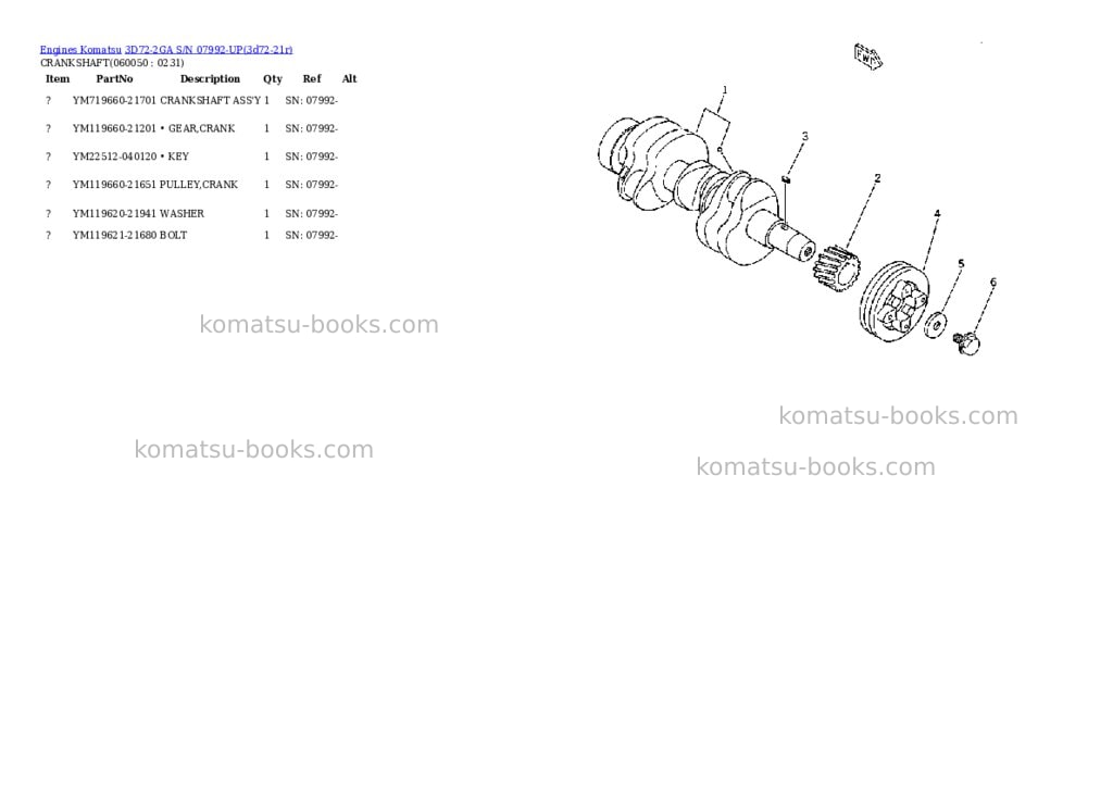 Komatsu 3D72-2GA S/N 07992-UP Parts catalog cover Page 9