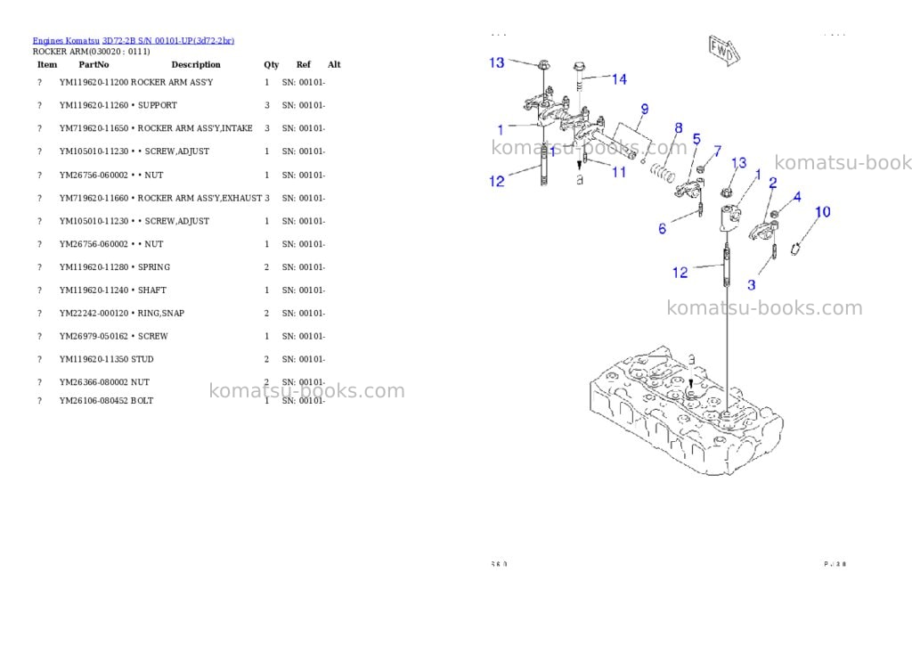 Komatsu 3D72-2B S/N 00101-UP Parts catalog cover Komatsu 3D72-2B S/N 00101-UP Parts catalog cover
