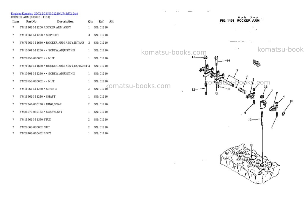 Komatsu 3D72-2C S/N 01210-UP Parts catalog cover Komatsu 3D72-2C S/N 01210-UP Parts catalog cover