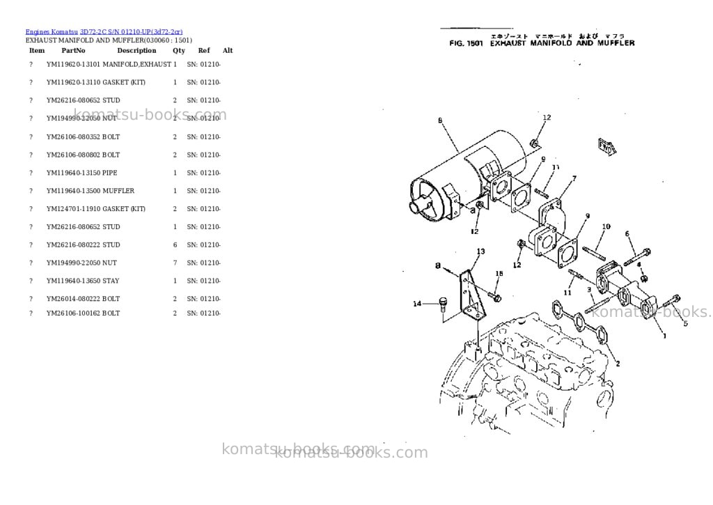 Komatsu 3D72-2C S/N 01210-UP Parts catalog cover Page 5 Komatsu 3D72-2C S/N 01210-UP Parts catalog cover Page 5