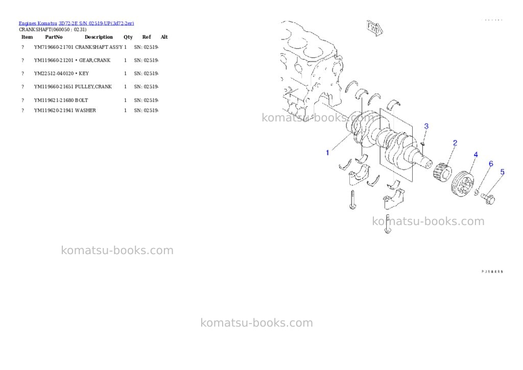 Komatsu 3d72-2e s/n 02519-up Parts catalog cover Page 10