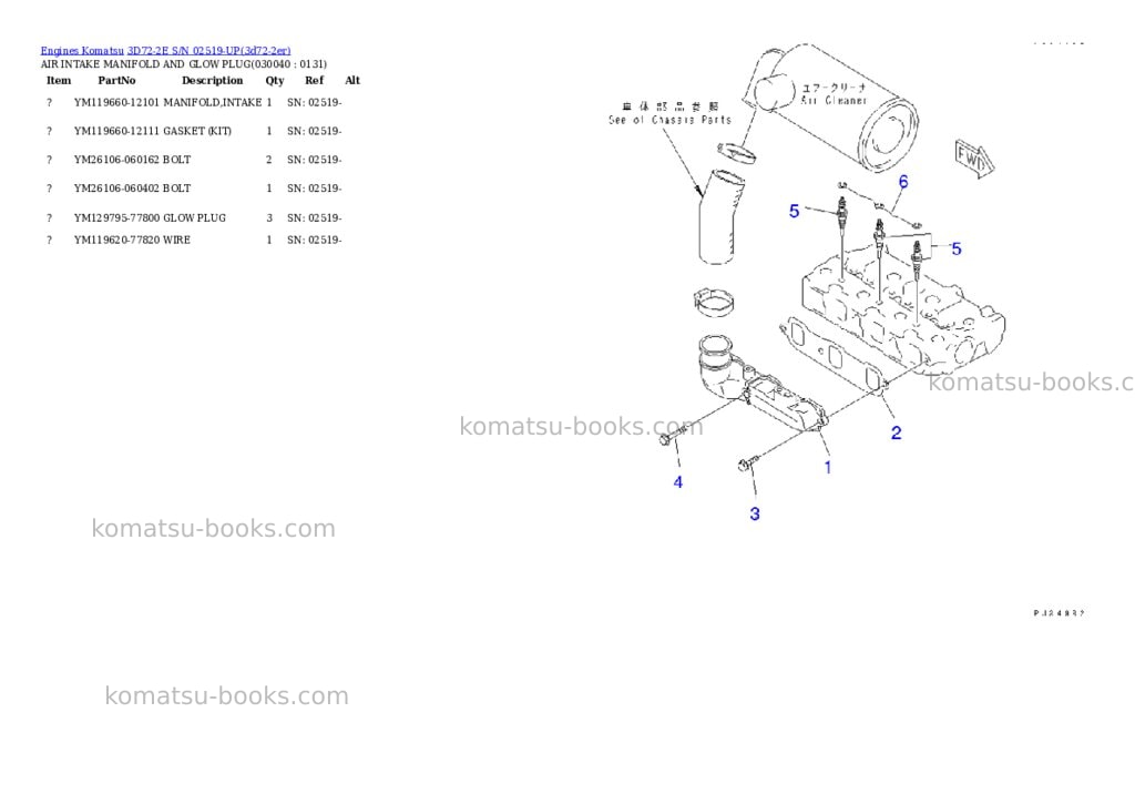 Komatsu 3d72-2e s/n 02519-up Parts catalog cover Page 3