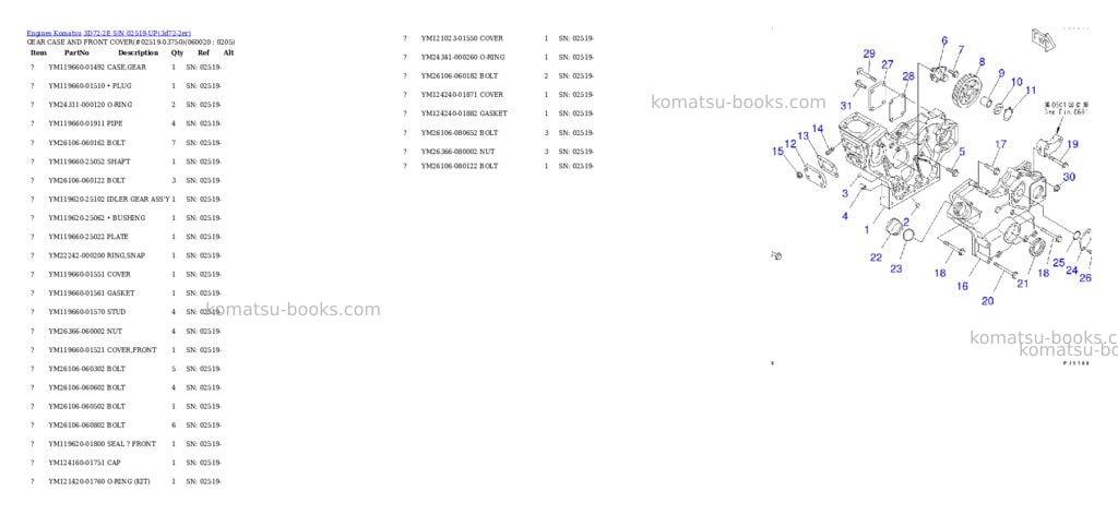Komatsu 3d72-2e s/n 02519-up Parts catalog cover Page 7
