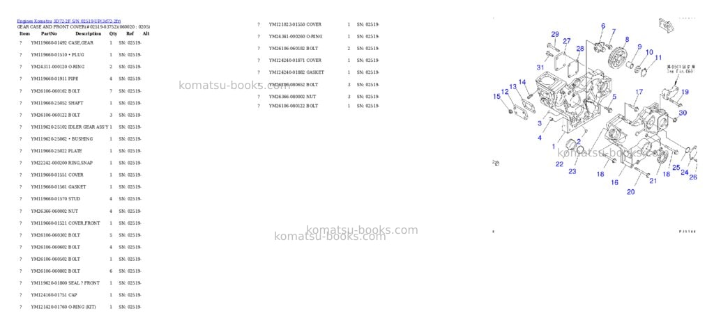 Komatsu 3D72-2F S/N 02519-UP Parts catalog cover Page 7