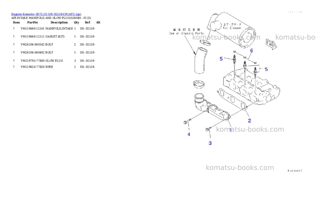 Komatsu 3D72-2G S/N 02519-UP Parts catalog cover Page 3