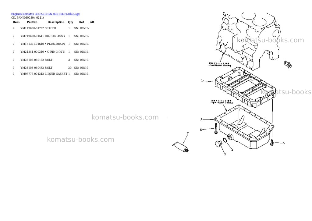 Komatsu 3D72-2G S/N 02519-UP Parts catalog cover Page 8