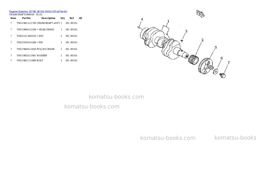 Komatsu 3d74e-3b s/n 00101-up Parts catalog cover Page 9