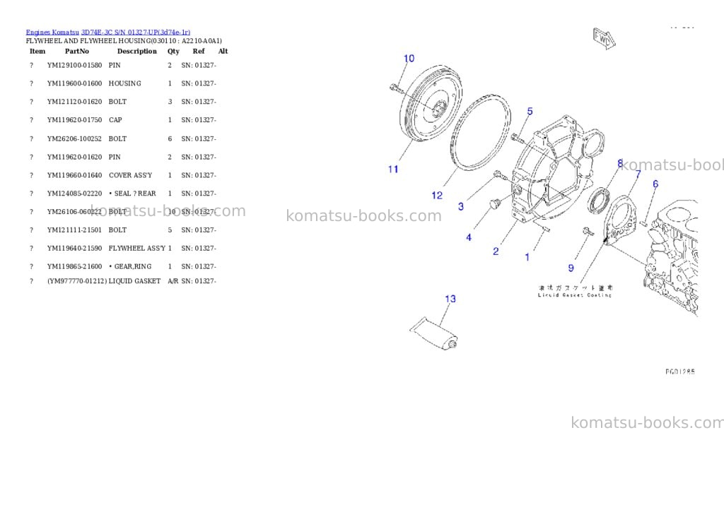 Komatsu 3D74E-3C S/N 01327-UP Parts catalog cover Page 10