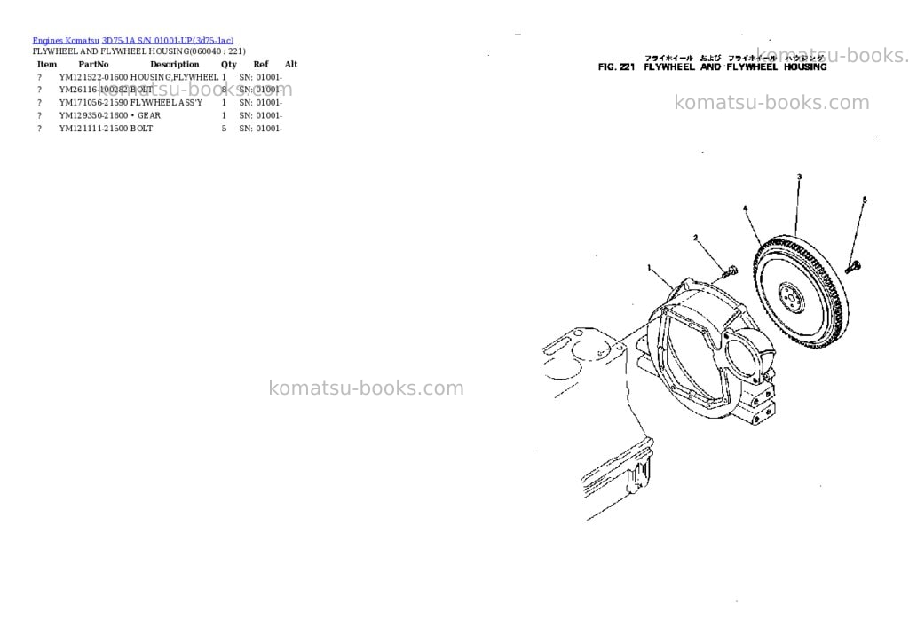 Komatsu 3d75-1a s/n 01001-up Parts catalog cover Page 10