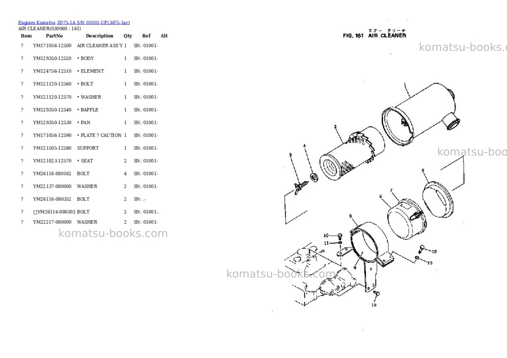 Komatsu 3D75-1A S/N 01001-UP Parts catalog cover Page 5