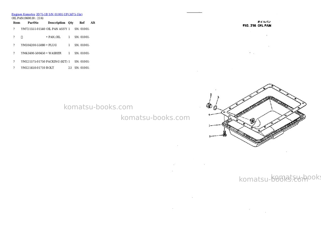 Komatsu 3d75-1b s/n 01001-up Parts catalog cover Page 9