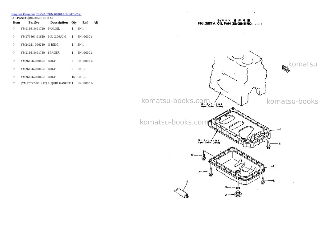 Komatsu 3d75-2c s/n 00101-up Parts catalog cover Page 10