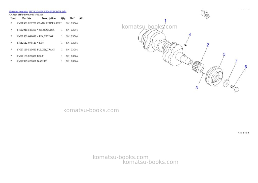 Komatsu 3D75-2D S/N 03044-UP Parts catalog cover Page 10