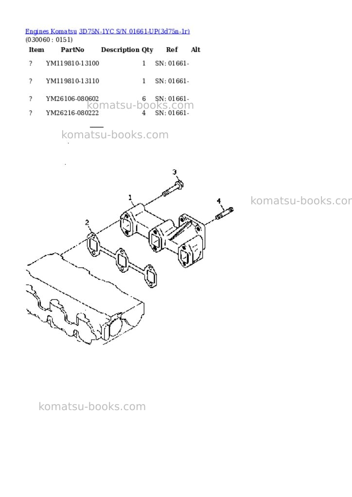 Komatsu 3d75n-1yc s/n 01661-up Parts catalog cover Page 5 Komatsu 3d75n-1yc s/n 01661-up Parts catalog cover Page 5