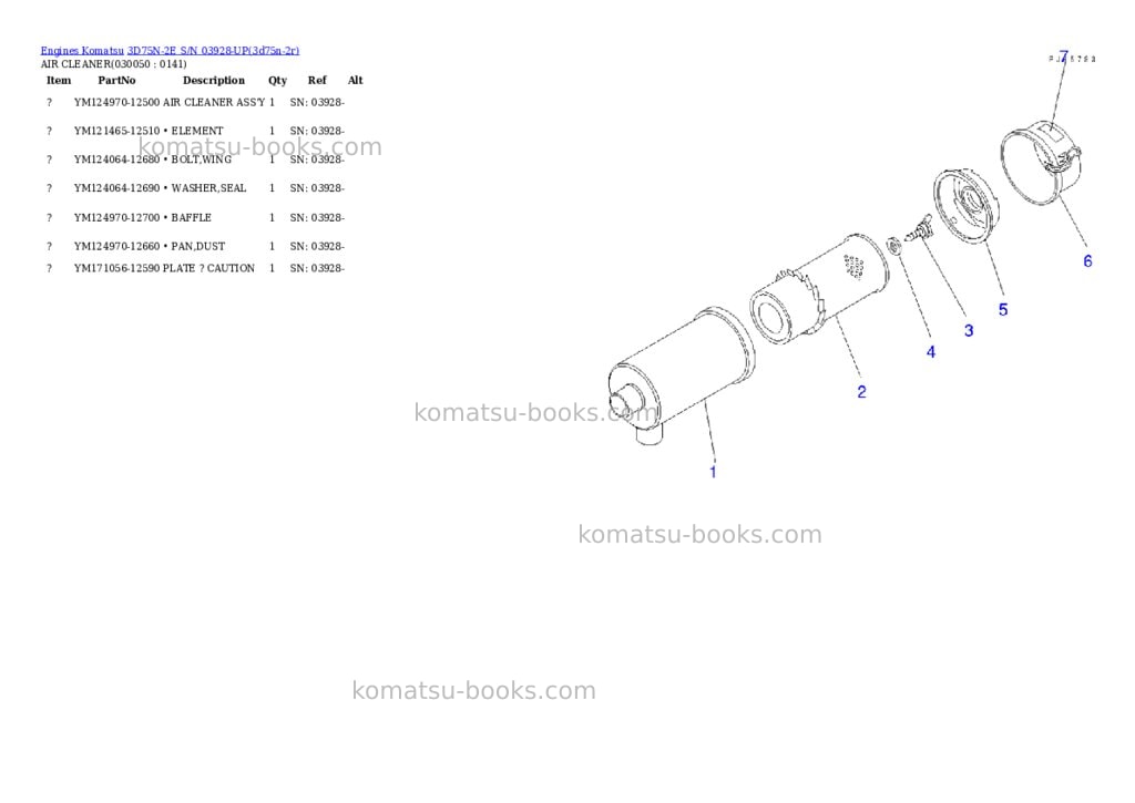 Komatsu 3d75n-2e s/n 03928-up Parts catalog cover Page 4