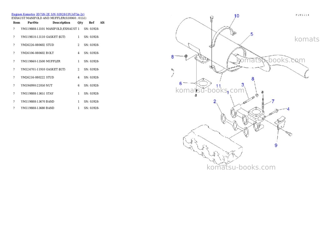 Komatsu 3d75n-2e s/n 03928-up Parts catalog cover Page 5