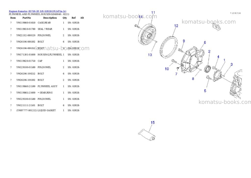 Komatsu 3d75n-2e s/n 03928-up Parts catalog cover Page 9