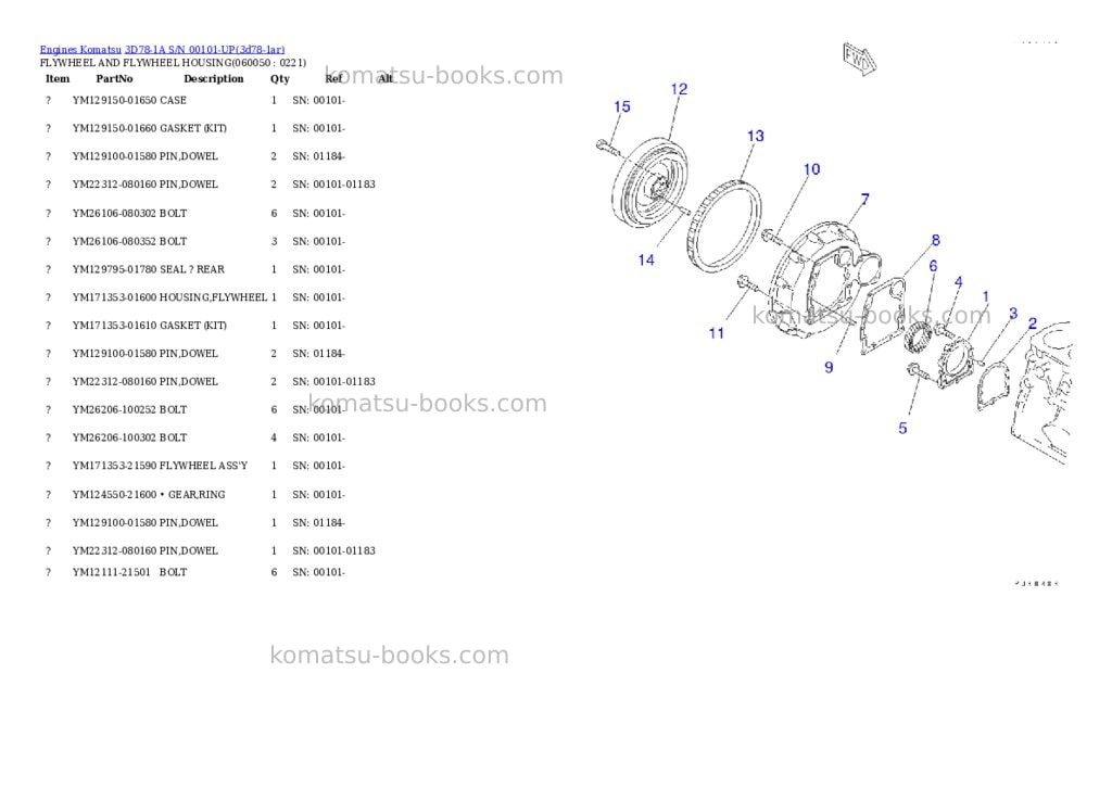 Komatsu 3d78-1a s/n 00101-up Parts catalog cover Page 10