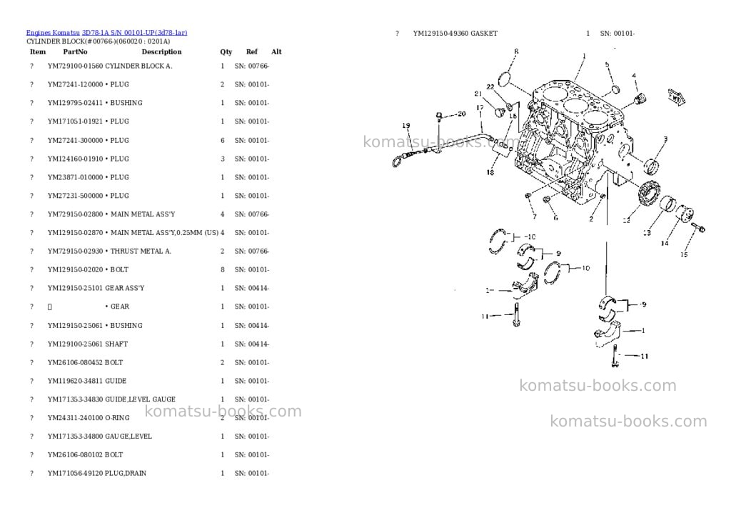 Komatsu 3d78-1a s/n 00101-up Parts catalog cover Page 7