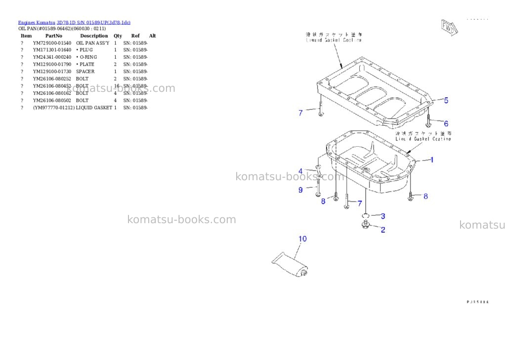 Komatsu 3D78-1D S/N 01589-UP Parts catalog cover Page 8