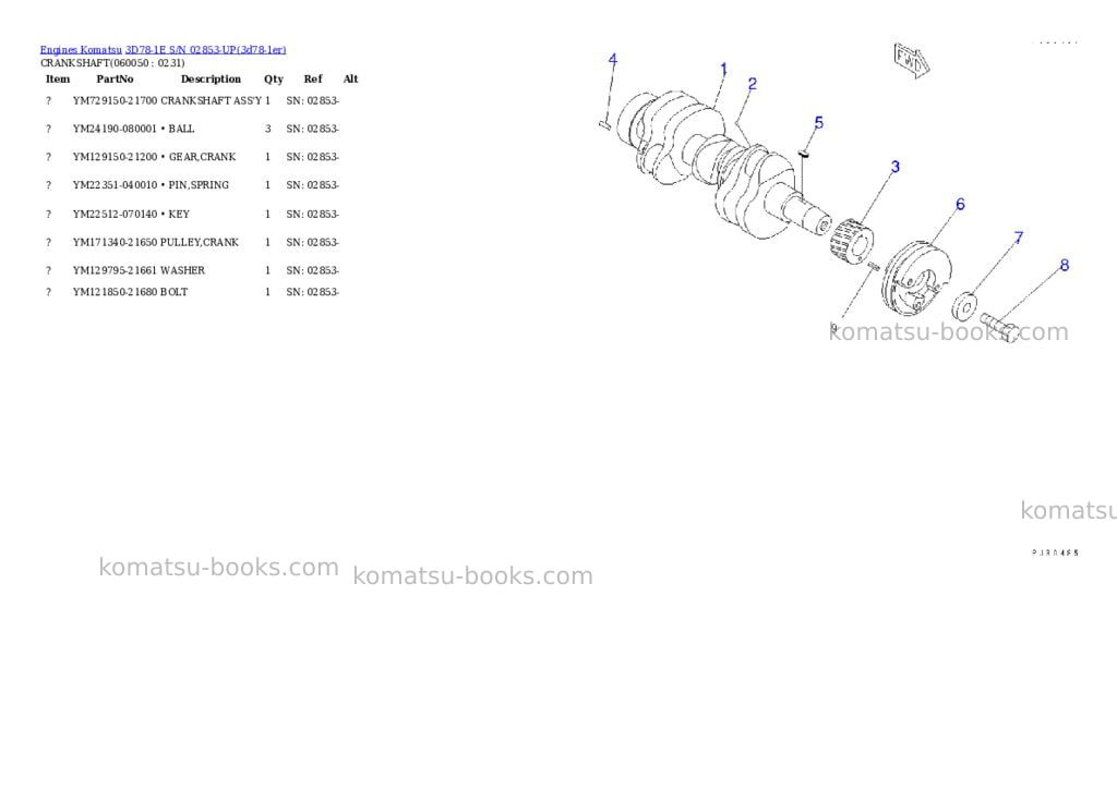 Komatsu 3D78-1E S/N 02853-UP Parts catalog cover Page 10