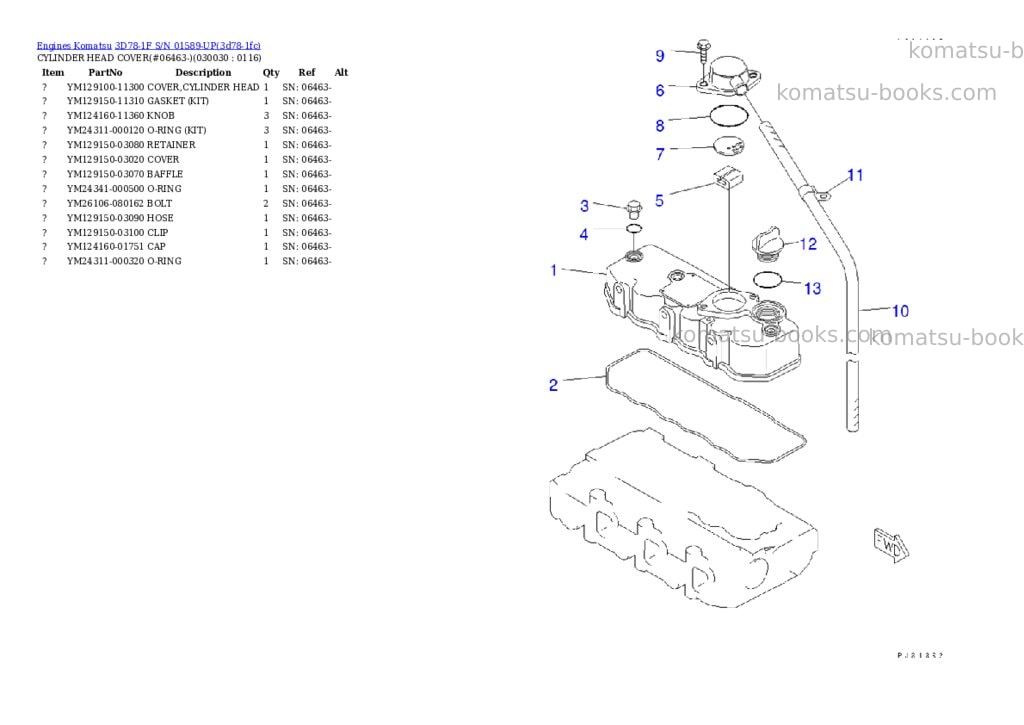 Komatsu 3d78-1f s/n 01589-up Parts catalog cover Page 2