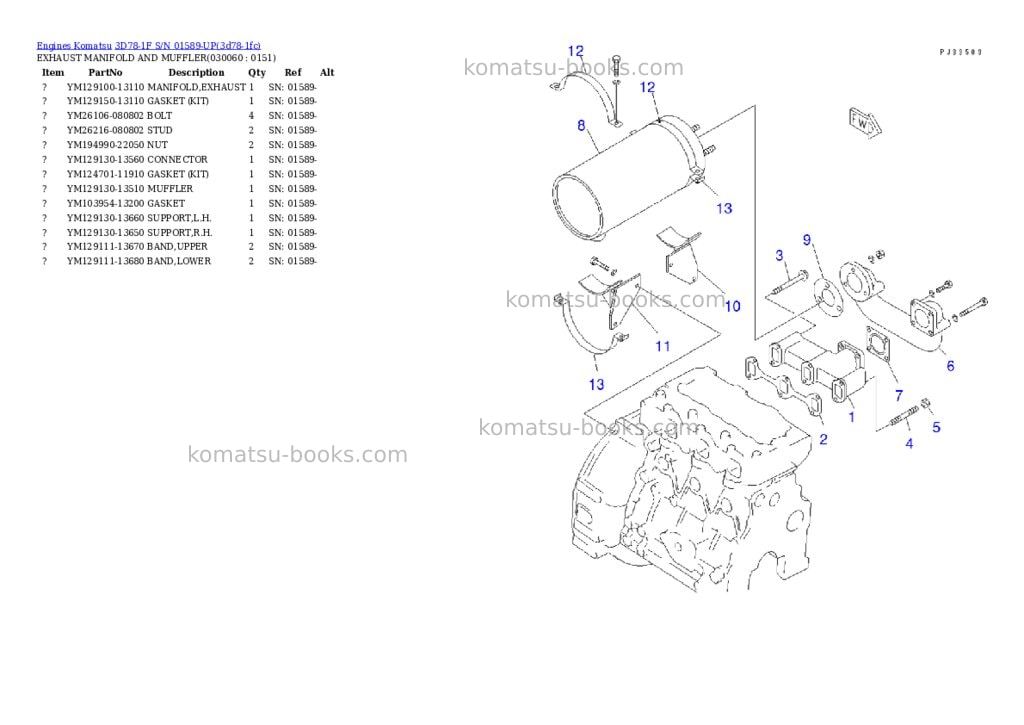 Komatsu 3d78-1f s/n 01589-up Parts catalog cover Page 5
