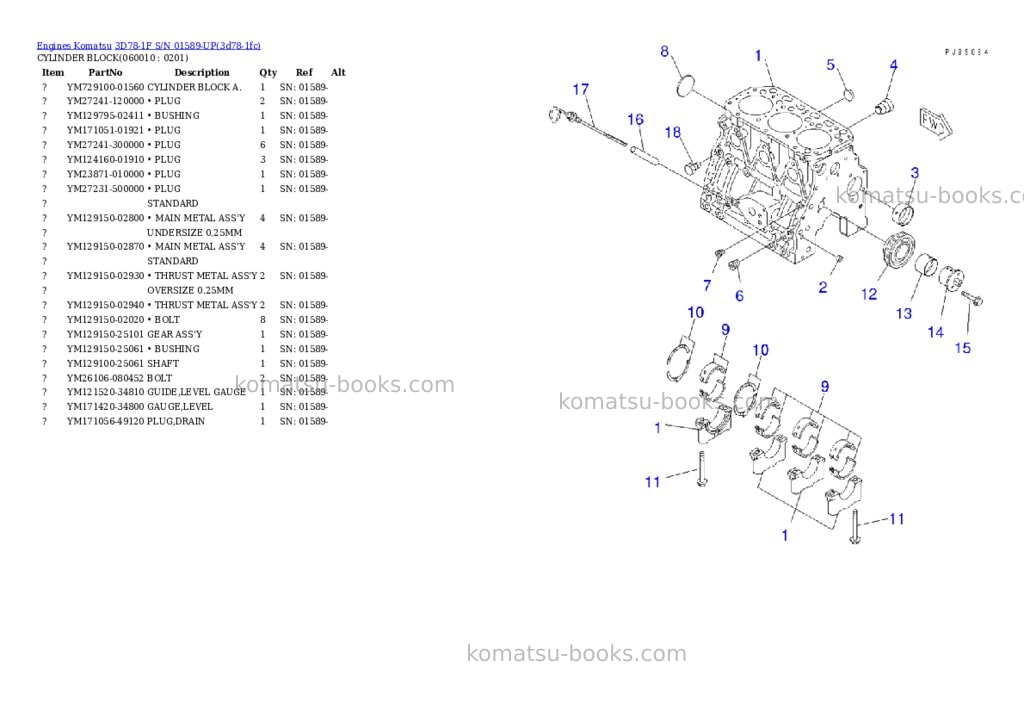 Komatsu 3d78-1f s/n 01589-up Parts catalog cover Page 6