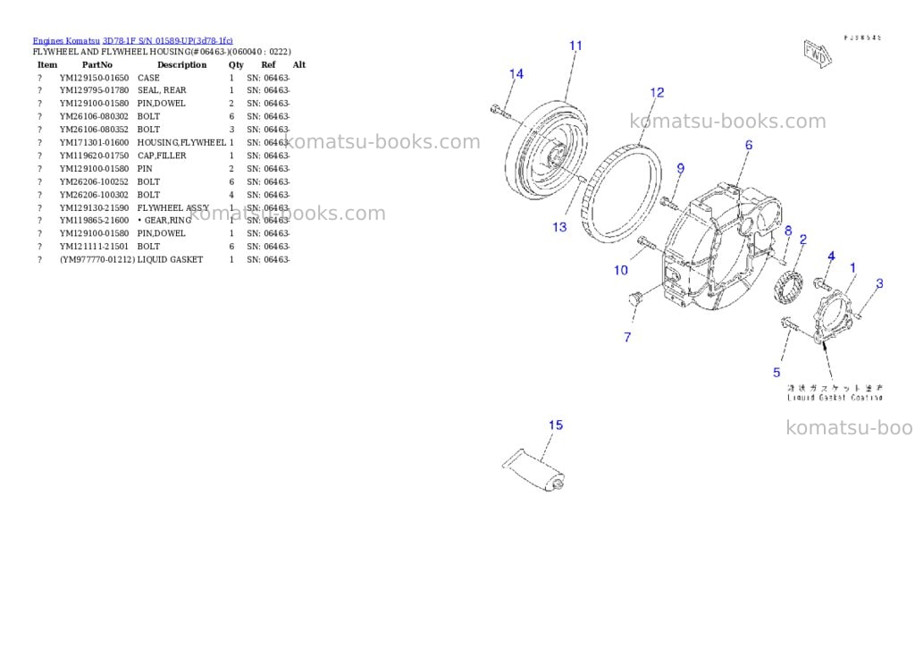 Komatsu 3d78-1f s/n 01589-up Parts catalog cover Page 9