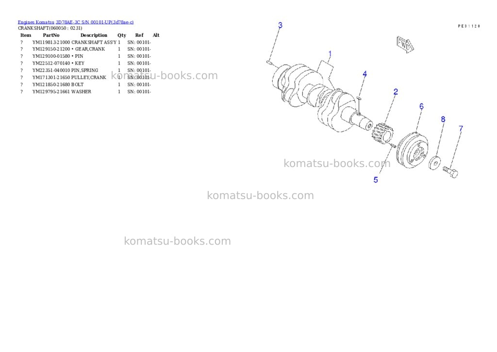 Komatsu 3d78ae-3c s/n 00101-up Parts catalog cover Page 10