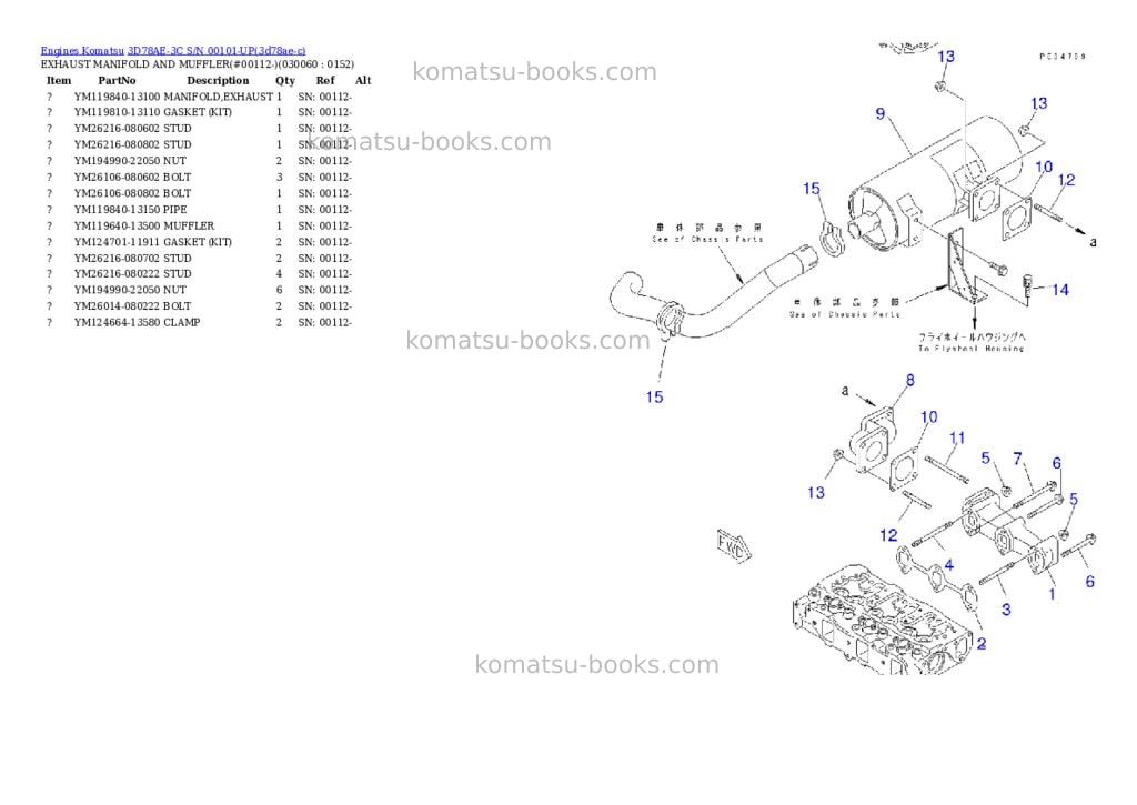 Komatsu 3d78ae-3c s/n 00101-up Parts catalog cover Page 5