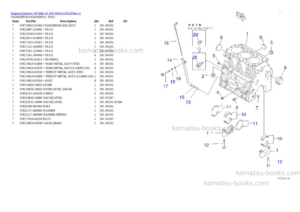 Komatsu 3d78ae-3c s/n 00101-up Parts catalog cover Page 6