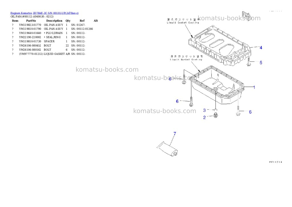 Komatsu 3d78ae-3c s/n 00101-up Parts catalog cover Page 8