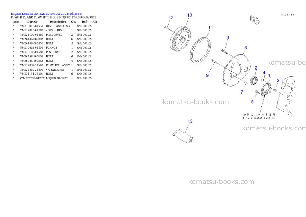 Komatsu 3d78ae-3c s/n 00101-up Parts catalog cover Page 9