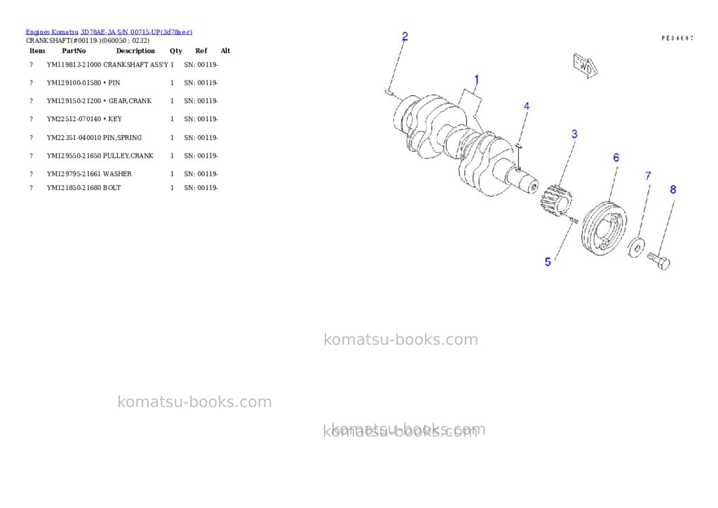Komatsu 3d78ae-3a s/n 00715-up Parts catalog cover Page 10