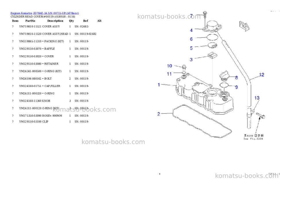 Komatsu 3d78ae-3a s/n 00715-up Parts catalog cover Page 2