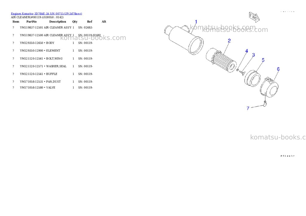 Komatsu 3d78ae-3a s/n 00715-up Parts catalog cover Page 4