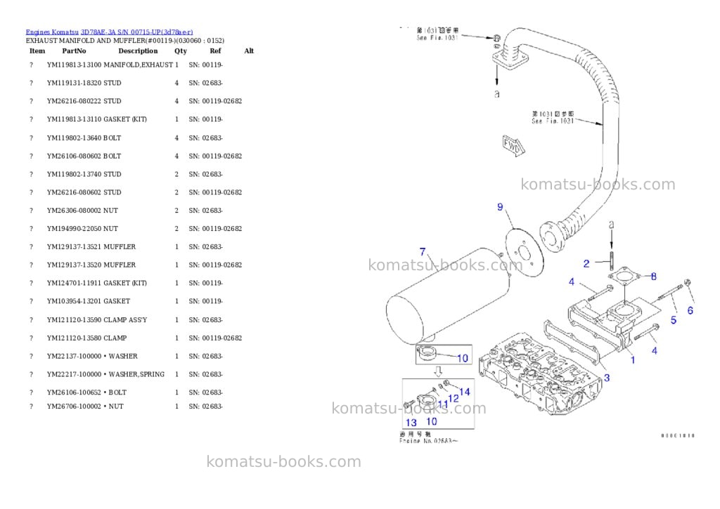 Komatsu 3d78ae-3a s/n 00715-up Parts catalog cover Page 5