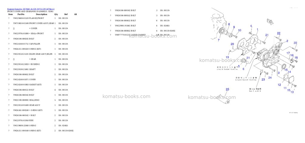 Komatsu 3d78ae-3a s/n 00715-up Parts catalog cover Page 7