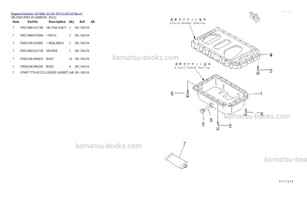 Komatsu 3d78ae-3a s/n 00715-up Parts catalog cover Page 8