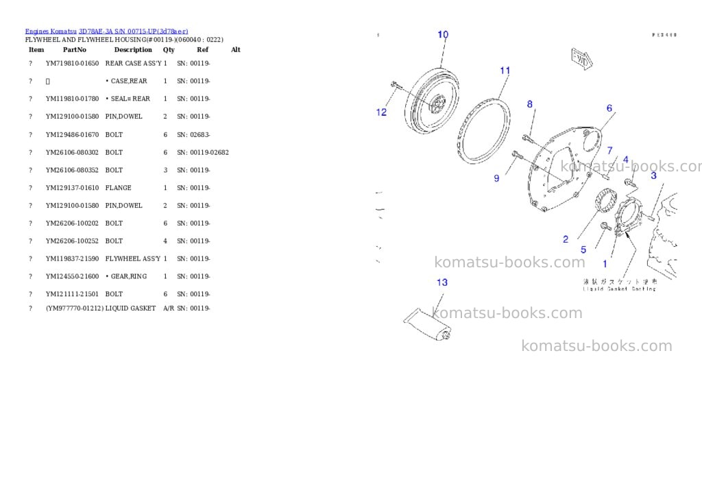 Komatsu 3d78ae-3a s/n 00715-up Parts catalog cover Page 9