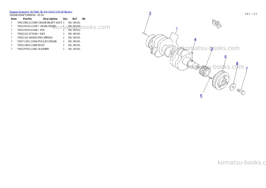 Komatsu 3d78ae-3b s/n 00101-up Parts catalog cover Page 10