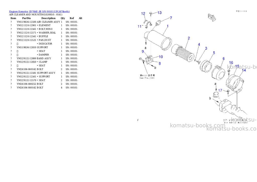 Komatsu 3d78ae-3b s/n 00101-up Parts catalog cover Page 4