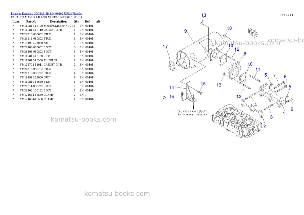 Komatsu 3d78ae-3b s/n 00101-up Parts catalog cover Page 5